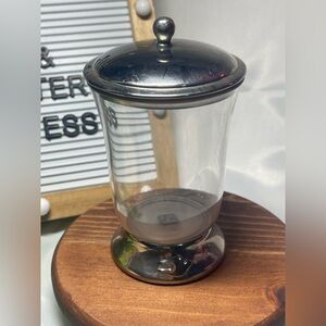 Vintage Vanity Jar with Silver Lid & Base Dove, Clear Acrylic Body, India, 6”